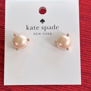 NWT Kate Spade rise and shine rose gold pearl earrings